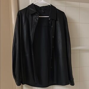 Forever 21 Black Faux Leather Shirt